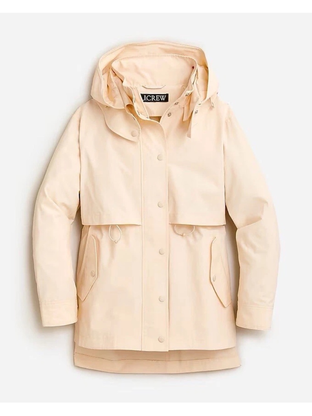 J Crew Perfect Lightweight Jacket Hooded Rain Utility Coat In Soft Champagne